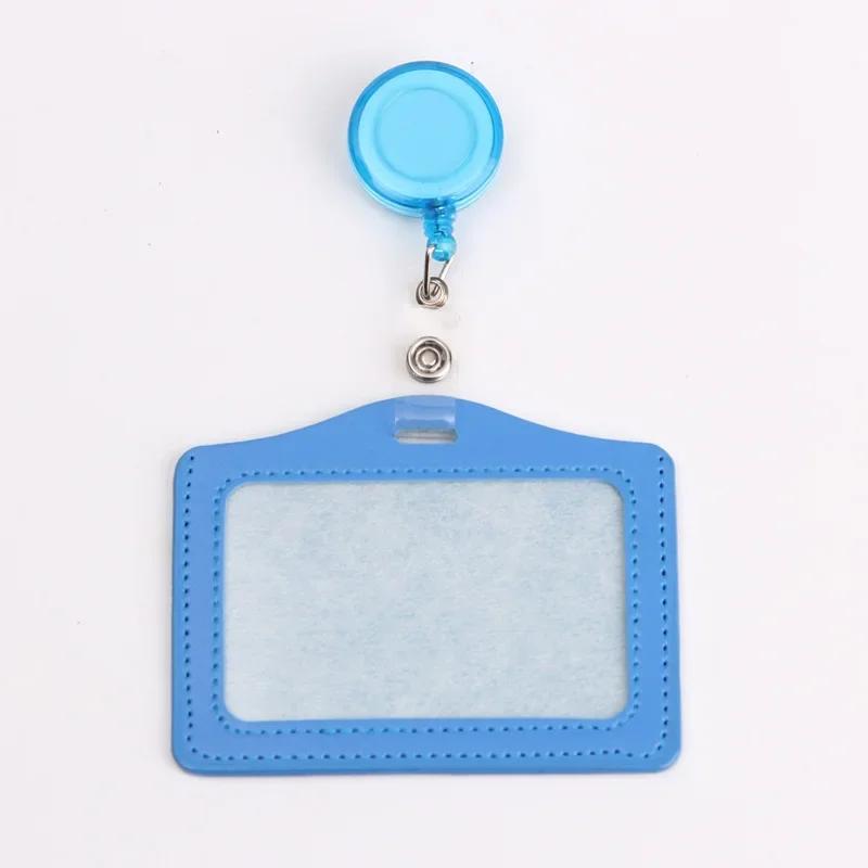 Women Man Bank Credit ID Card Holders Bus Identity Badge Protector Cover Bus Card Covers with Retractable Reel Office Supply