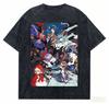 DarkStalkers EB Ausgewaschenes T-Shirt Persönlichkeit Kleidung Neues Modell Anime T-Shirt Ganzjahreskleidung Große Größen Vintage Locker Paare