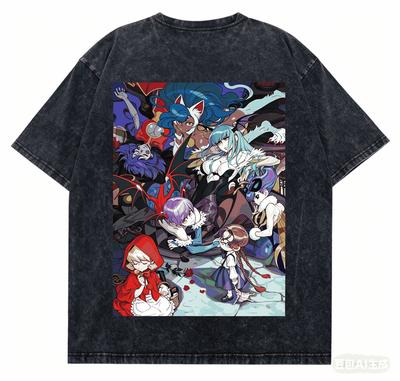 DarkStalkers EB Washed Tshirt Personality Clothes NewModel Anime Tshirt Year Round Clothing Plus Size Vintage Loose Couples