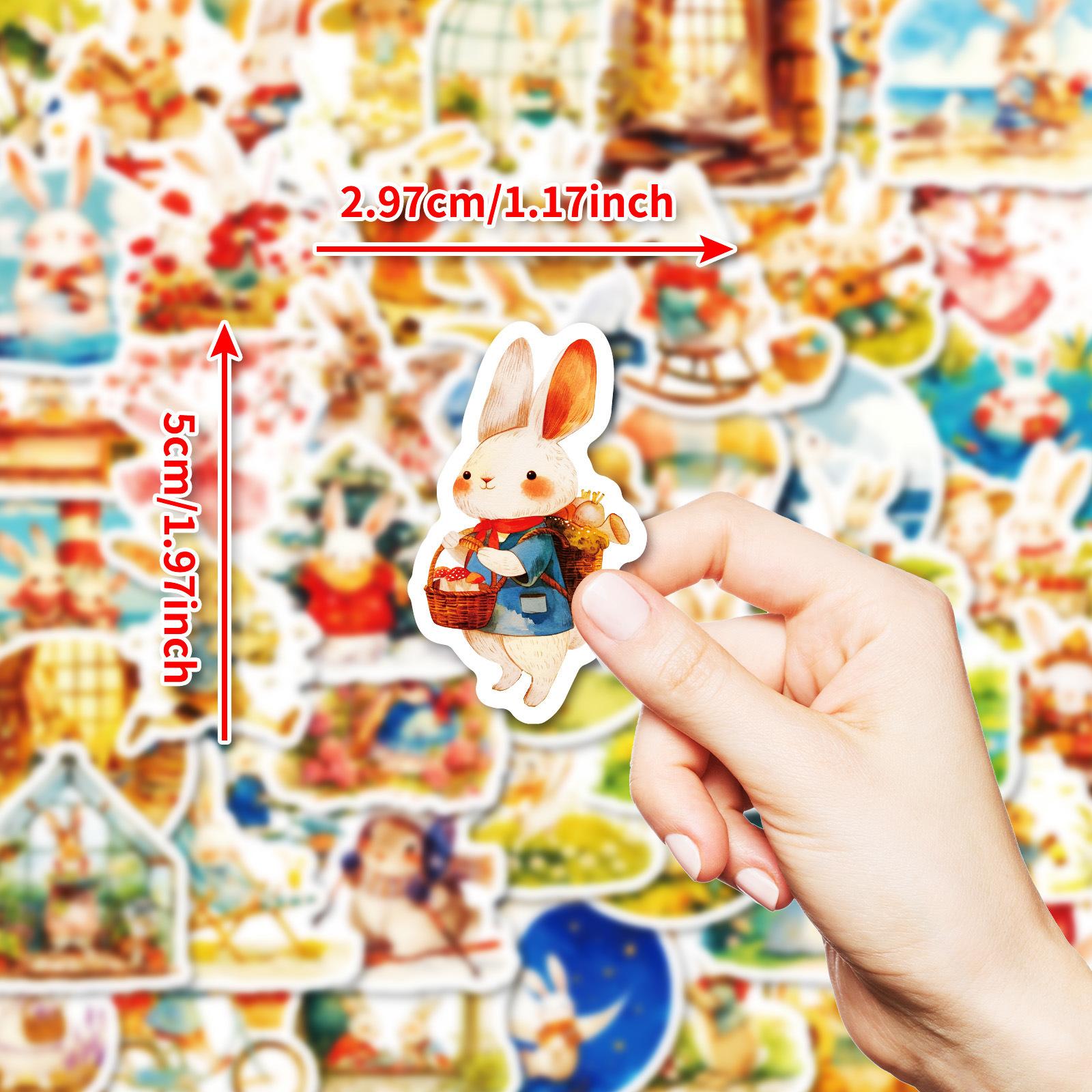 

New 50 Cartoon Bunny Doodle Decorative Stickers Stickers Decorative Skateboard Refrigerator