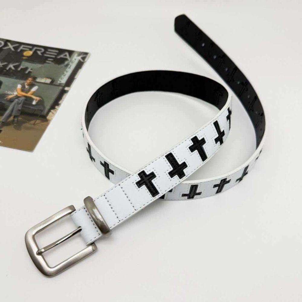 Gothic Punk Belt PU Leather Y2K Belt Fashion Cross Shaped Belt  Jeans Accessories