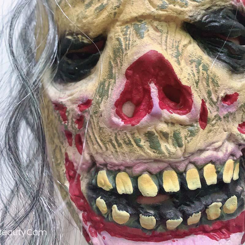 Halloween Horror Mask with Hair Zombie Mask Masquerade Costume Performance