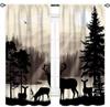 Rustic Deer Curtains,Farmhouse Cabin Lodge Country Forest Hunting Wild Animal Vintage Elk Window Treatments Drapes for Bedroom