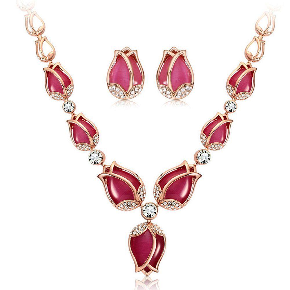 Shining Diva Fashion Последние стильные серьги из розового золота с тюльпанами, ожерелье, набор украшений