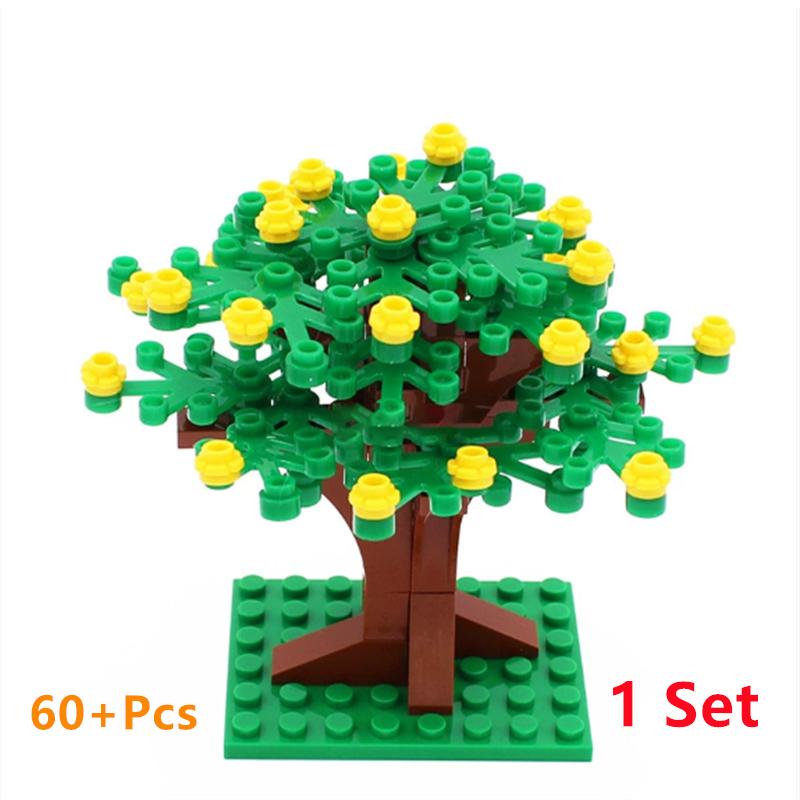 Bausteine Baum Blume Sets Stadt Pflanze Garten Bonsai Wald Natürliche Stadt Straßenansicht Park Dschungel MOC Modell Spielzeug Für Kinder