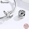 BAMOER Family Collection Open Round Charm for Women Silver Charms Bracelet Engrave Courage Words Charms