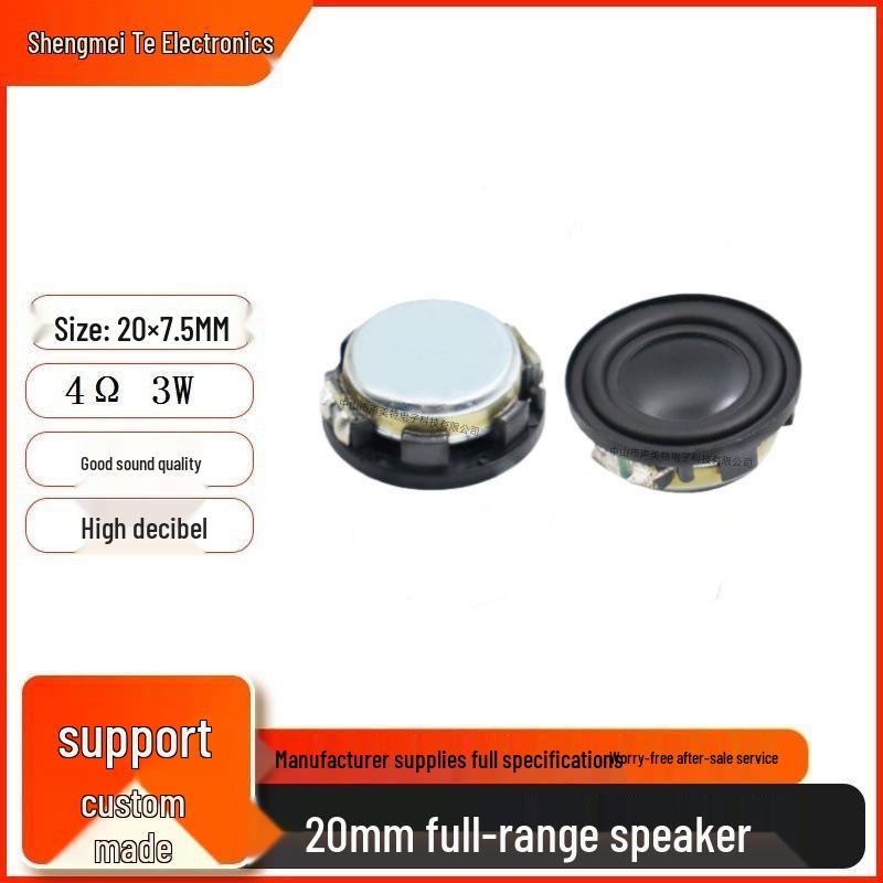 20mm Round Full-Range Speaker, 4 Ohm, 3 Watt, Internal Magnet
