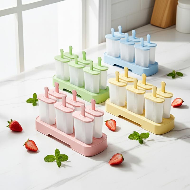 Ice Popsicle Maker Mold Set of 6 Reusable Easy Release BPA Free Silicone Freezer Tray for Healthy Homemade Snacks Cold Drinks