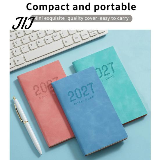2027 Pocket Planner A6 Weekly Planner, 365 Day English Schedule Notebook Gift for Students Professionals with Ribbon Bookmark, Portable Efficiency