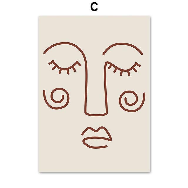 Abstrakte Mädchen Gesicht Blatt Sonne Mond Berg Nordic Poster Und Drucke Wand Kunst Leinwand Malerei Wand Bilder Für Wohnzimmer Dekor