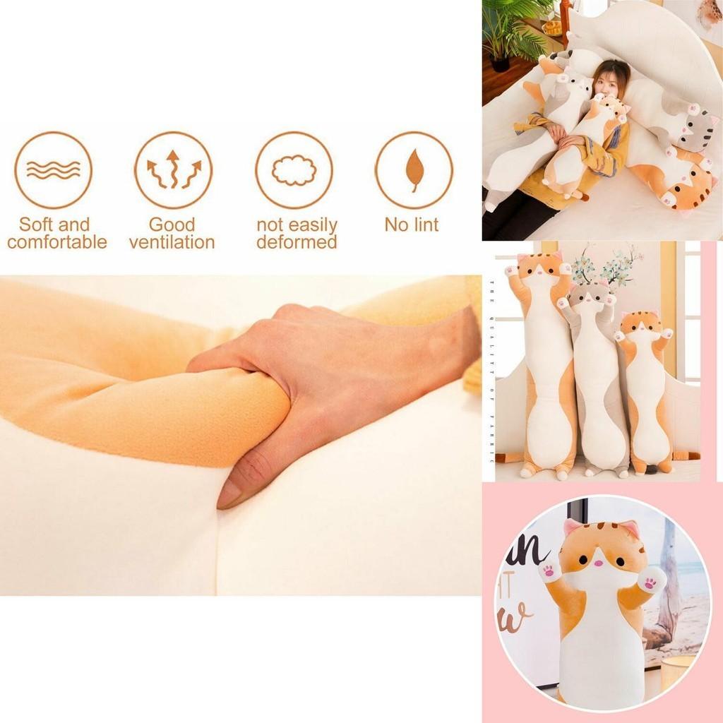 Adorable Long Cat Plush Toy Soft Stuffed Kitten Pillow Perfect For Kids Sleeping Comfort