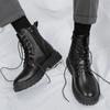 New Men's British-Style Chelsea Combat Boots Mid-Calf Leather Work Shoes Side Zipper Non-Slip Comfort Shoes for Men Botas Hombre