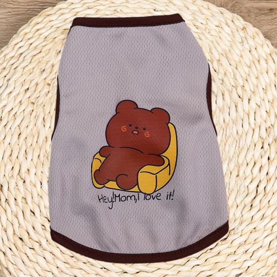 Kamizelka dla zwierząt Wykwintne obszycie Nadruk Miękka kreskówkowa zwierzęca Okrągła szyja Oddychająca siateczkowa sukienka Urocza letnia bluzka dla kota i psa