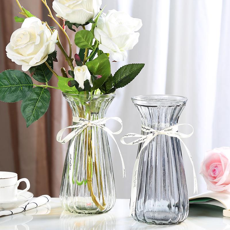 Colored Glass Vase with Free Shipping - Hydroponic, Transparent, Cinched Waist Design for Fresh or Dry Flowers