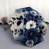 1pc Blue and White Floral Circular Design Umbrella with Plastic Handle,Suitable for All Seasons Umbrellaptys26056