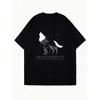 Oversized T-Shirt Black Wolf Graphic And Into The Forest I Go To Lose My Mind And Find My Soul Print Casual Streetwear For Women
