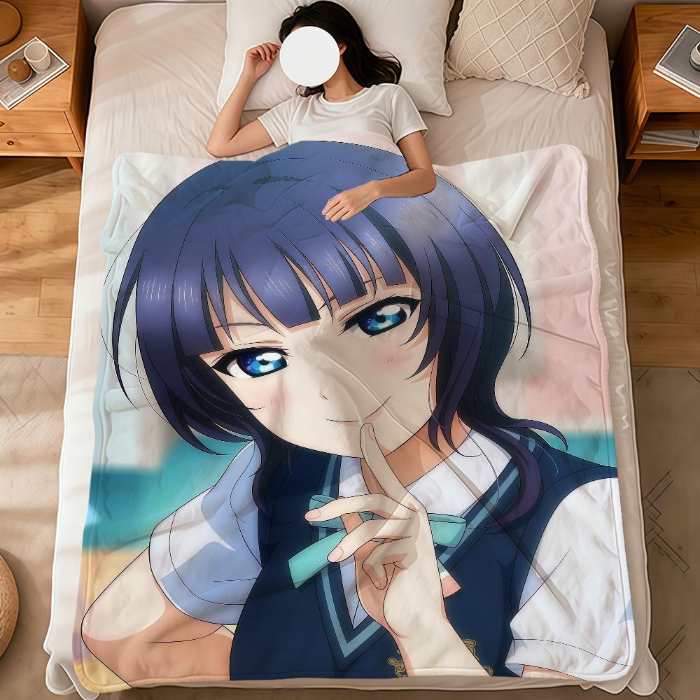 anime art cute girl a-asaka karin soft warm plush blanket for dormitory sofa living room pet hogar bedroom gift nap home Flannel
