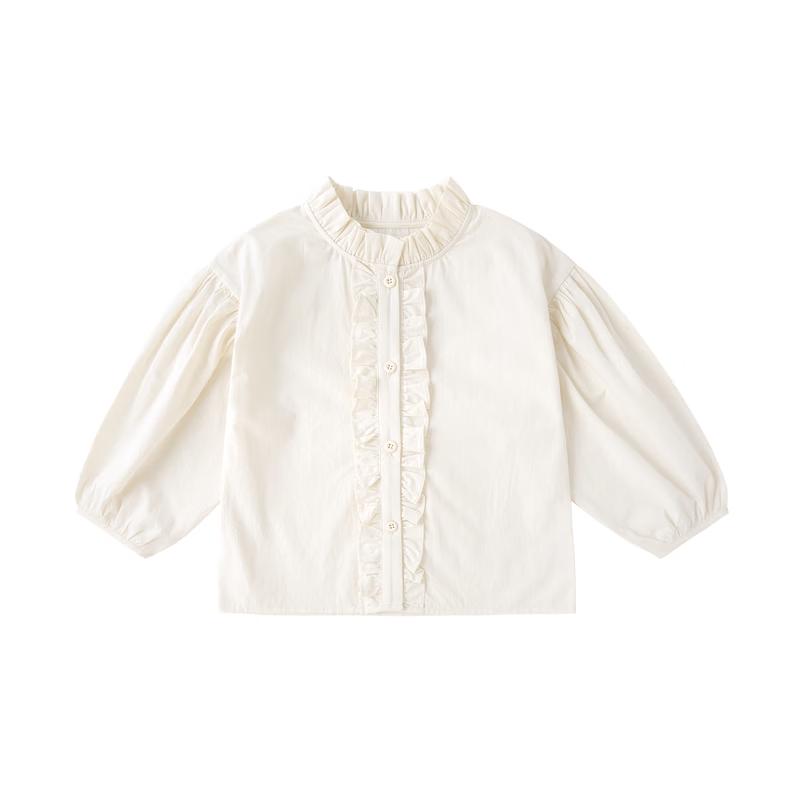 Sweet Ruffle Collar Girls  Cotton Shirt 80