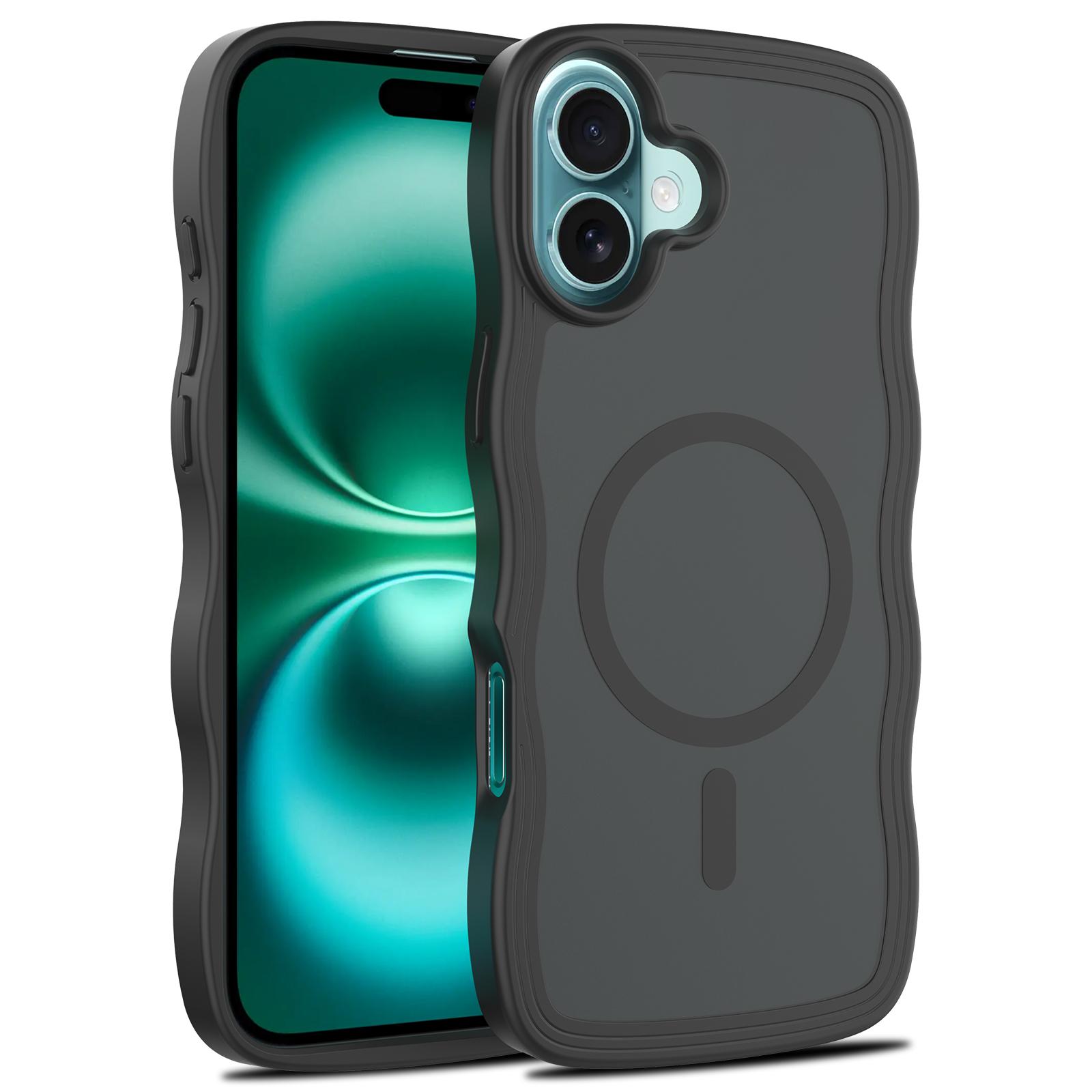 

Cute Wave Pattern Phone Case for Magsafe Mag Safe Iphone 17 Pro Max Air 16E 16 E 15 Plus 14 13 12 17Pro 16Pro 15Pro Matte Magnetic Back Phone Cover iphone 12 Pro Max чёрный