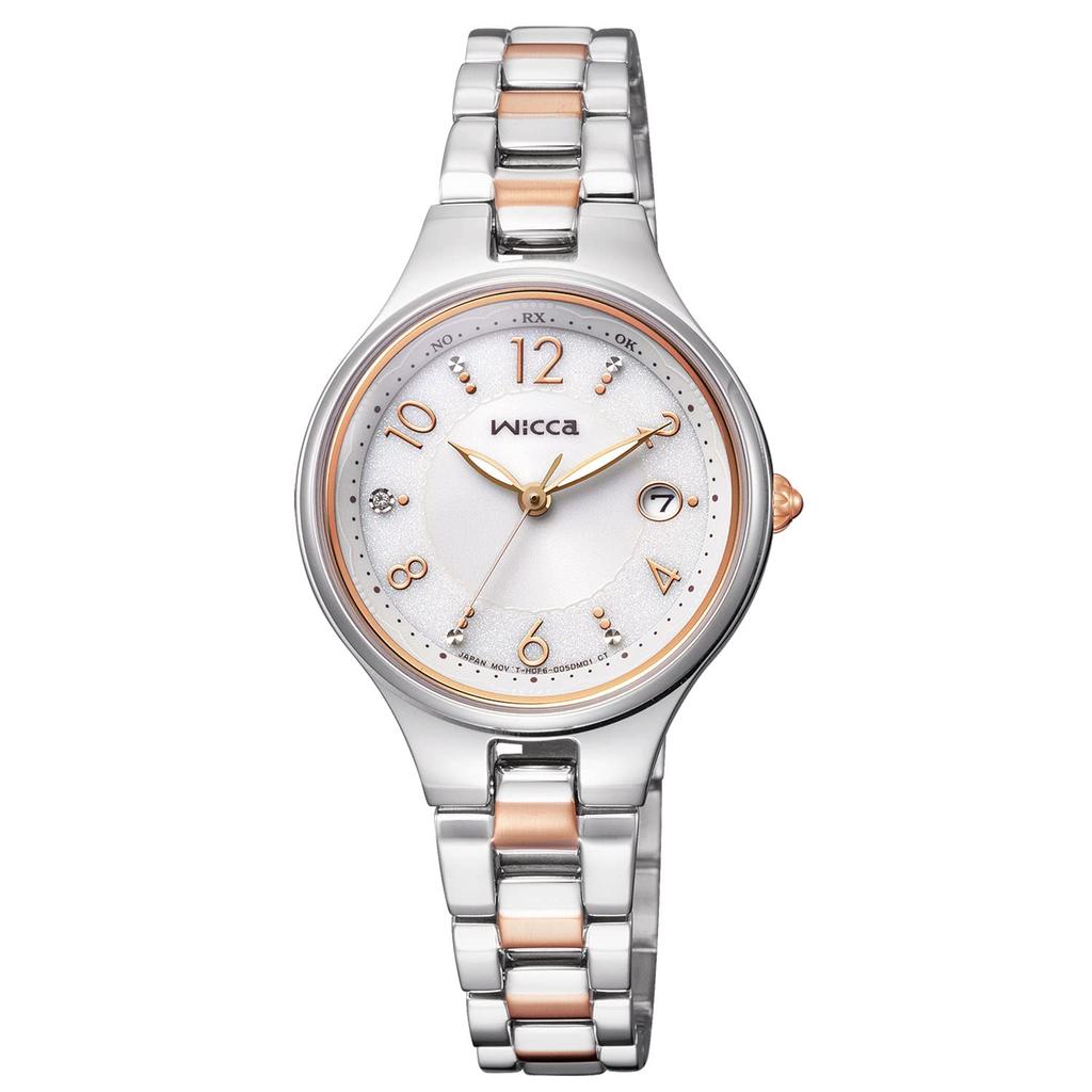 Citizen Wicca Solar Tech Date Radio-Controlled Watch, Waterproof, Display, White, Silver, KS1-830-11, Women's