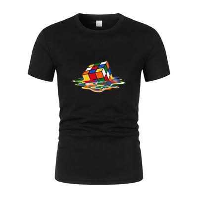 Lato Nowa Modna I Ciekawa Koszulka Męska z Nadrukiem Kostki Rubika Harajuku Street Casual Unisex Top Sportowy