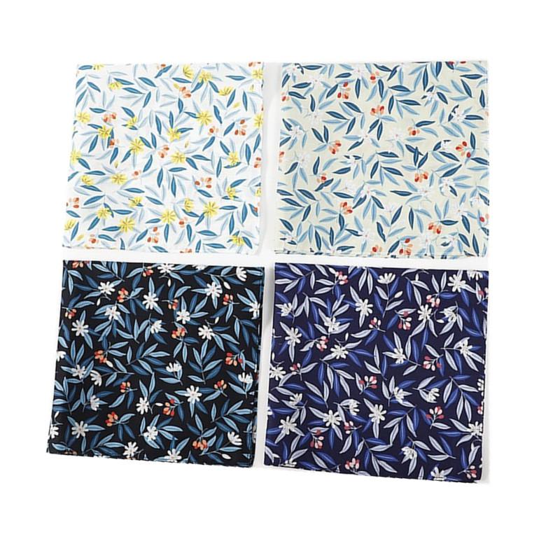 4Pcs 46x46cm 100% Cotton Leaf Flower Printed Ladies Handkerchiefs Women Square Face Towel Kerchief Bandana Party Favors