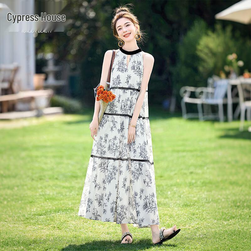 Siboshe Elegant Contrast Maxi Dress L