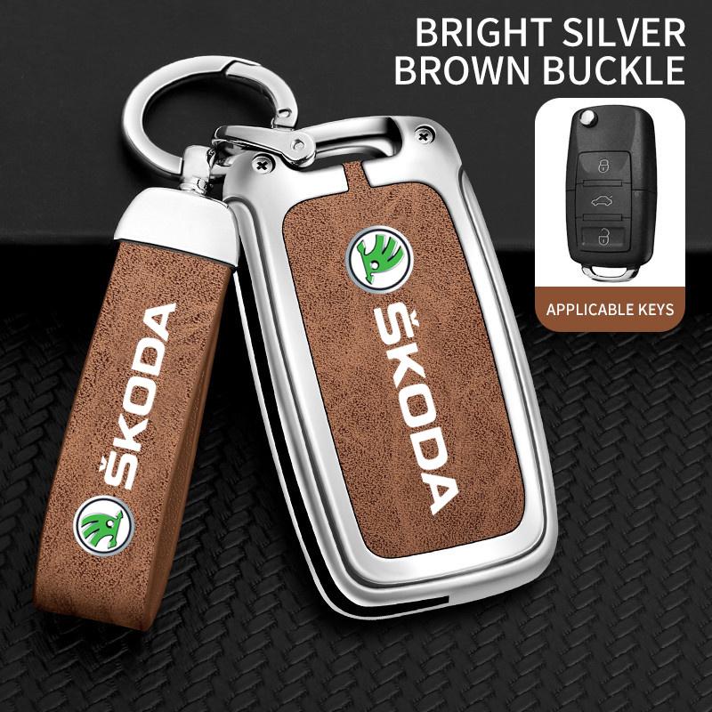 2025 Yeni Araba Katlanır Uzaktan Kumanda Anahtar Kılıfı Kapağı Koruyucu Kabuk Çanta Skoda Octavia A5 A7 Fabia Superb Kodiaq Karoq Anahtarlık Aksesuarı İçin