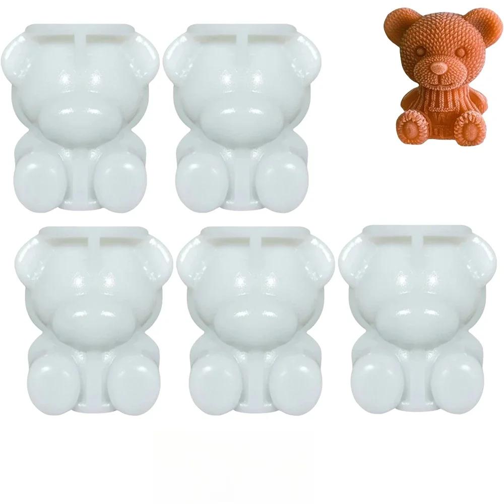 Bärenförmige 3D Eiswürfelform Silikon Schokoladenkuchenform Creme DIY Backwerkzeug für Cocktail Whiskey Dessertdeko Wiederverwendbares Set