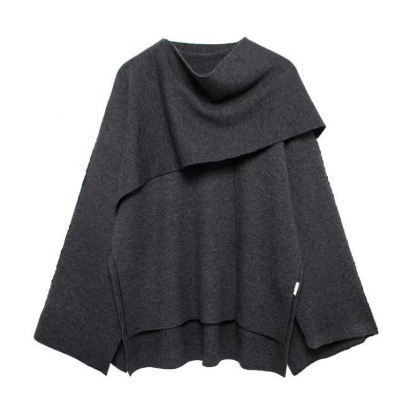 Womens Knit Wrap Scarf Coat Oversized Asymmetrical Long Sleeve Streetwear Cardigan Jacket