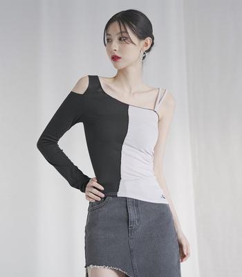 AVANDRESS Unbalanced Sleeve T-Shirt Black