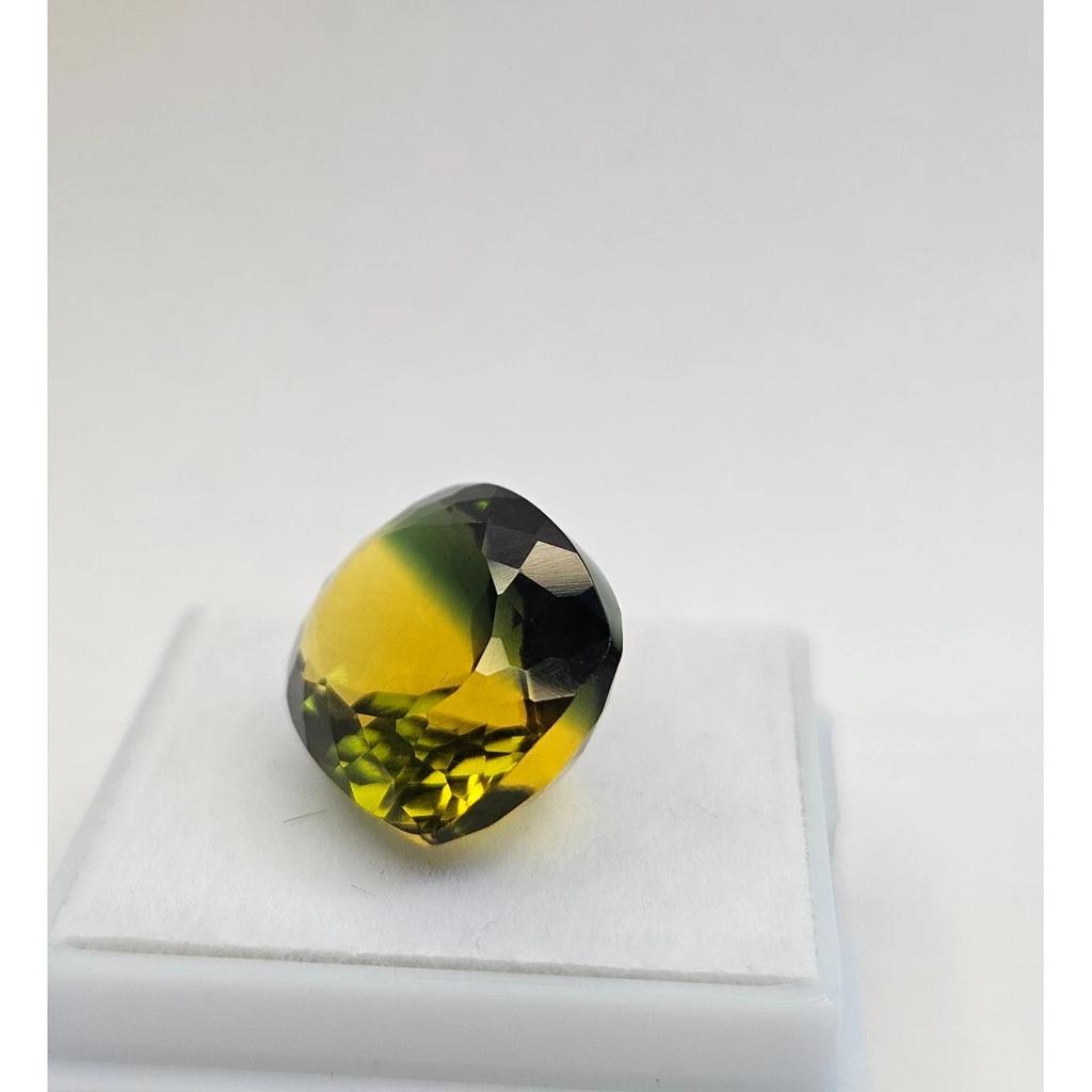 Natural Bi-Color Tourmaline Cushion Cut 10-12 Ct Stunning Certified Gemstone