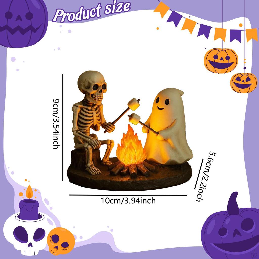 Halloween Campfire Night Light Gift Collection Skeleton Figurine Tabletop Ornament for