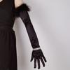 Elegant Women's Long Fluffy Gloves Vintage Women Cosplay Gloves  Wedding Accessories