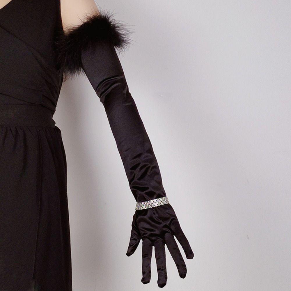 Elegant Women's Long Fluffy Gloves Vintage Women Cosplay Gloves Wedding Accessories