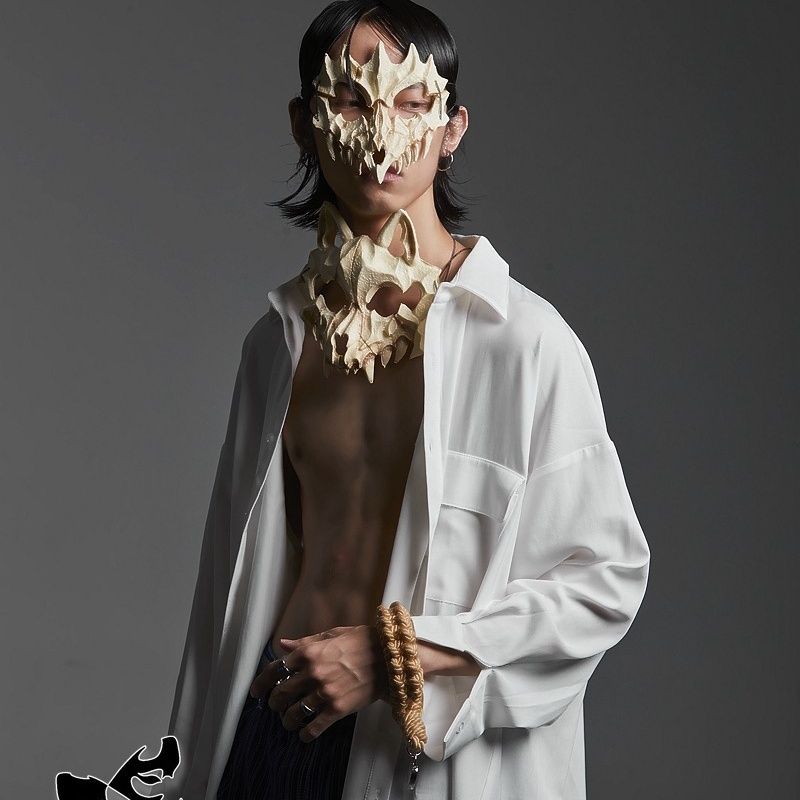 BEPAN A Male and Female Full-face Cosplay of a Dragon God and a Tiger Mask for Halloween In Japanese 2D Animation