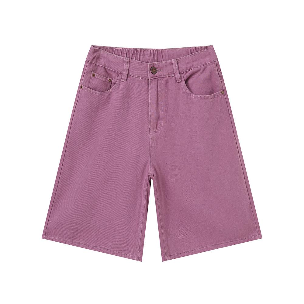 

Мужской летний новый продукт с ощущением роскоши, простые и простые однотонные повседневные прямые джинсы с пятью точками XL фиолетовый