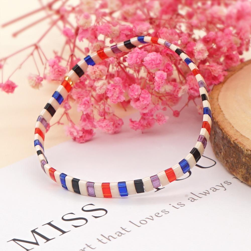 Ximang Fashion Jewelry Ximang Bracelet Enamel Bohemian Multicolor Half Tila Beads Elastic Stretch Bracelets for Women Jewellery