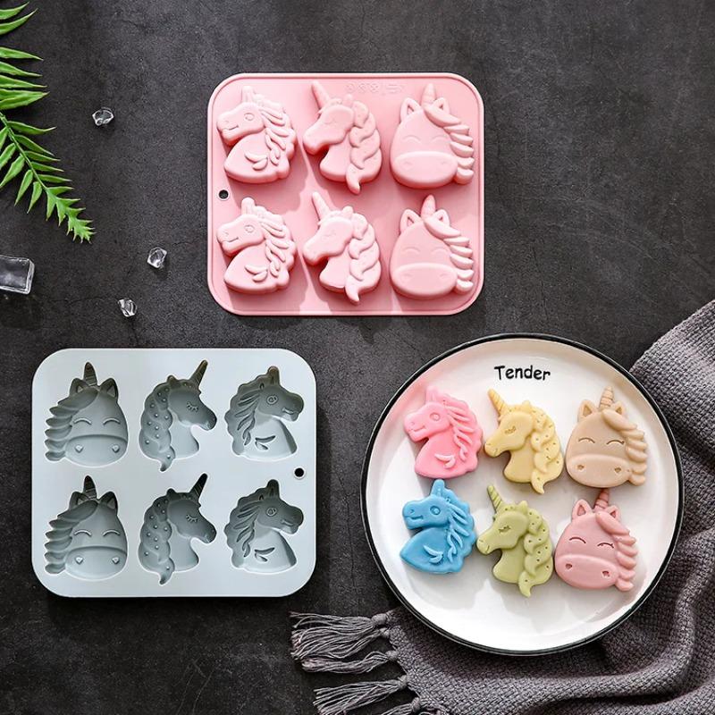 6 Cavity 3d Different Unicorn-shaped Silicone Mold Fondant Candy Chocolate Mould Handmade Soap Ice Cube Molds Cake Decoration