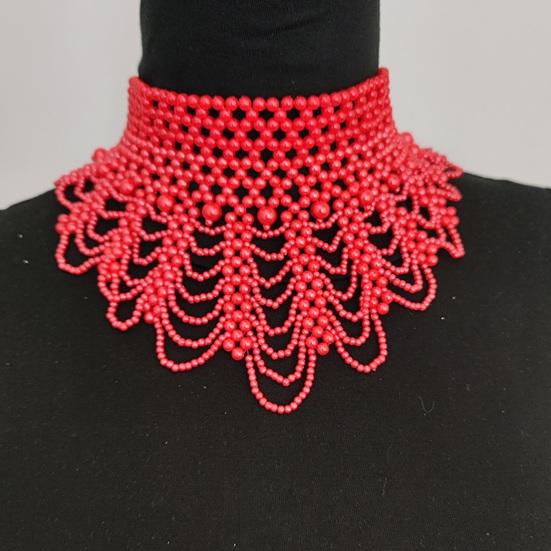 Imitation Pearl Fake Collar Necklace Hollow Design Multi Layer Detachable Collar Solid Color Dress Accessory