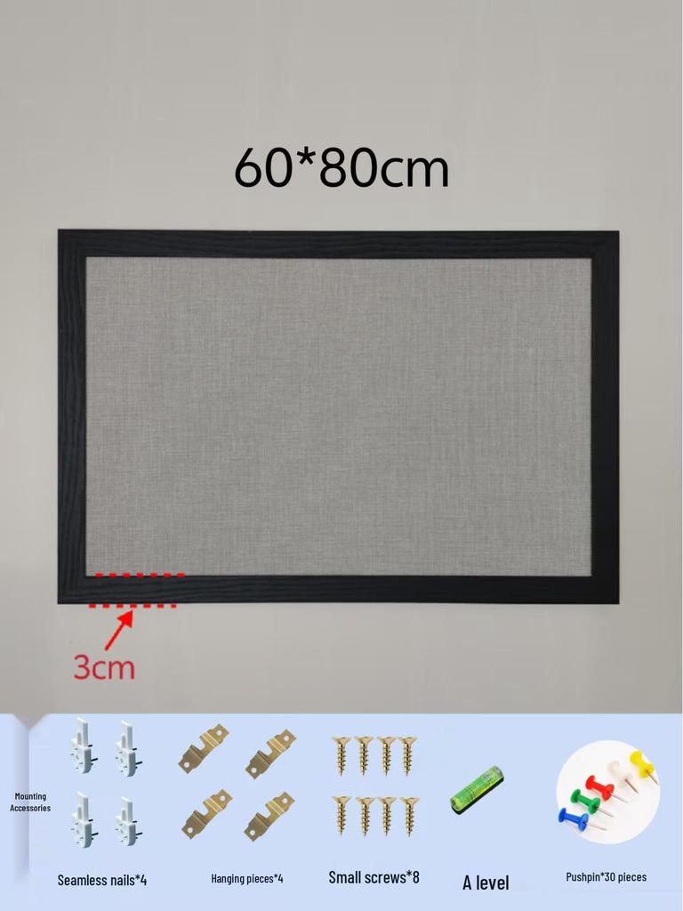 Black Frame Burlap Cork Board: Wall-Mounted Photo & Message Display for Kindergarten Theme