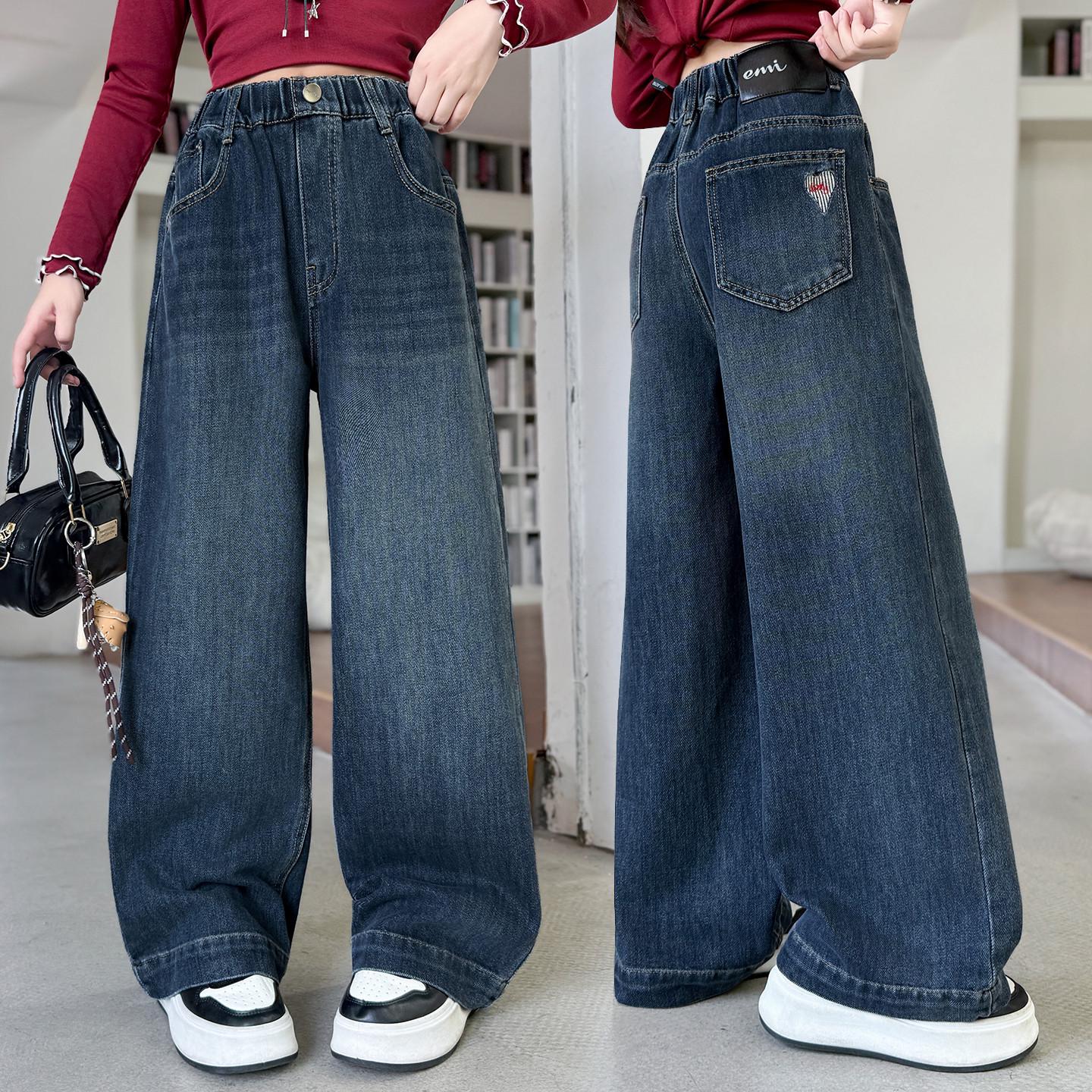 

Модные джинсы широкого кроя для девочек, зима 2025 120cm