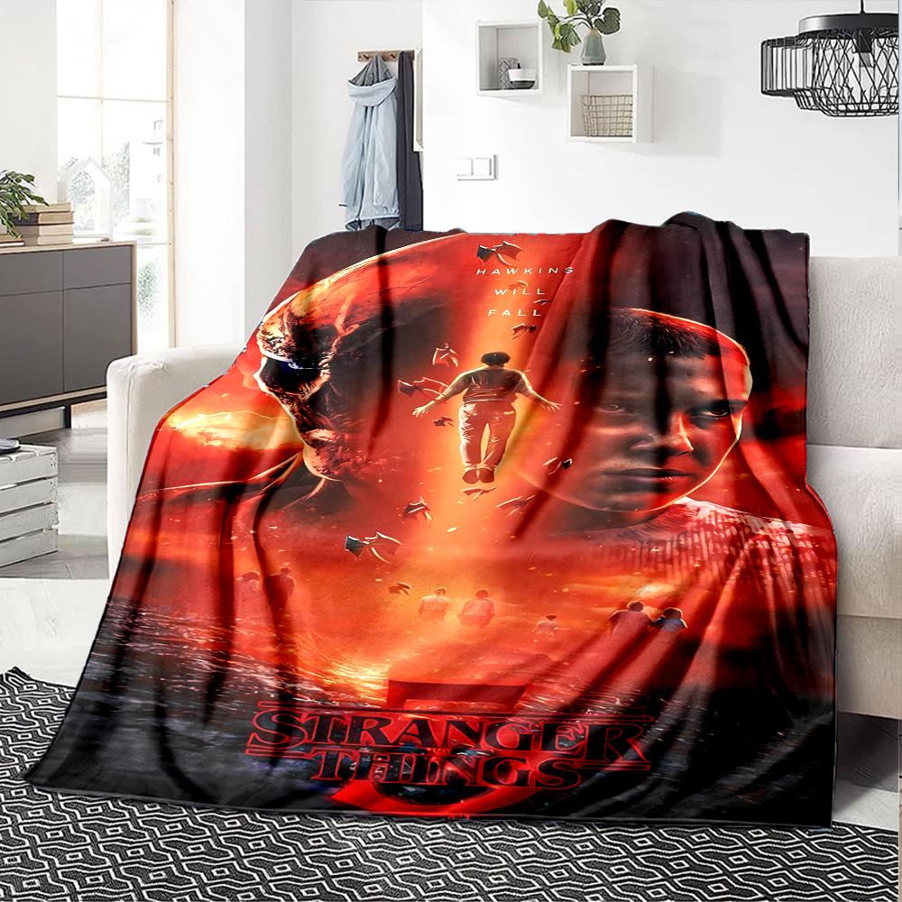Stranger Things Blanket Warmthful Decor Suitable for Livingroom Office Chair Picnics for All Seasons Playful Design