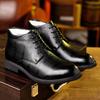 Cotton shoes men's winter velvet formal snow boots British style casual thickened warm high-top lace-up cotton leather shoes