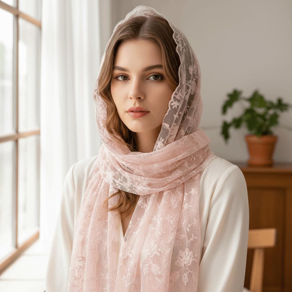 Retro Women's Lace Scarf Long Female Headscarf Versatile Sunscreen Shawl