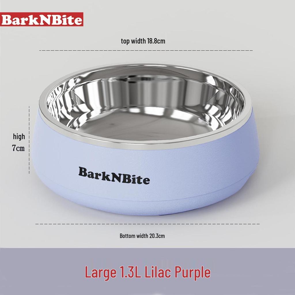 Non-Slip 304 Stainless Steel Pet Food & Water Bowl - Protects Cervical Spine, Large Diameter, Ideal for Dogs and Cats.