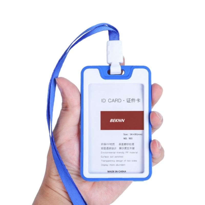ID Name Card Sleeves 17' Lanyards Badges Pendant Kit Waterproof Non-scratch Fit for Factory Worker Office Staff Student
