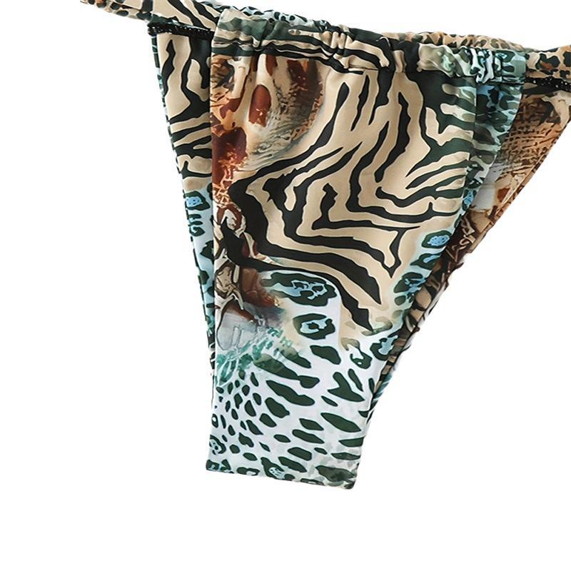 2025 Europejski i Amerykański Strój Kąpielowy Sznurowany z Nadrukiem Damski Trzyczęściowy Seksowny Bikini Plażowe do Noszenia na Basen Termalny