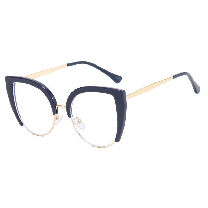 Quality Cat Eye Half Frame Glasses Anti Blue Light Oversized Retro Trend Fashion Eyewear for Women