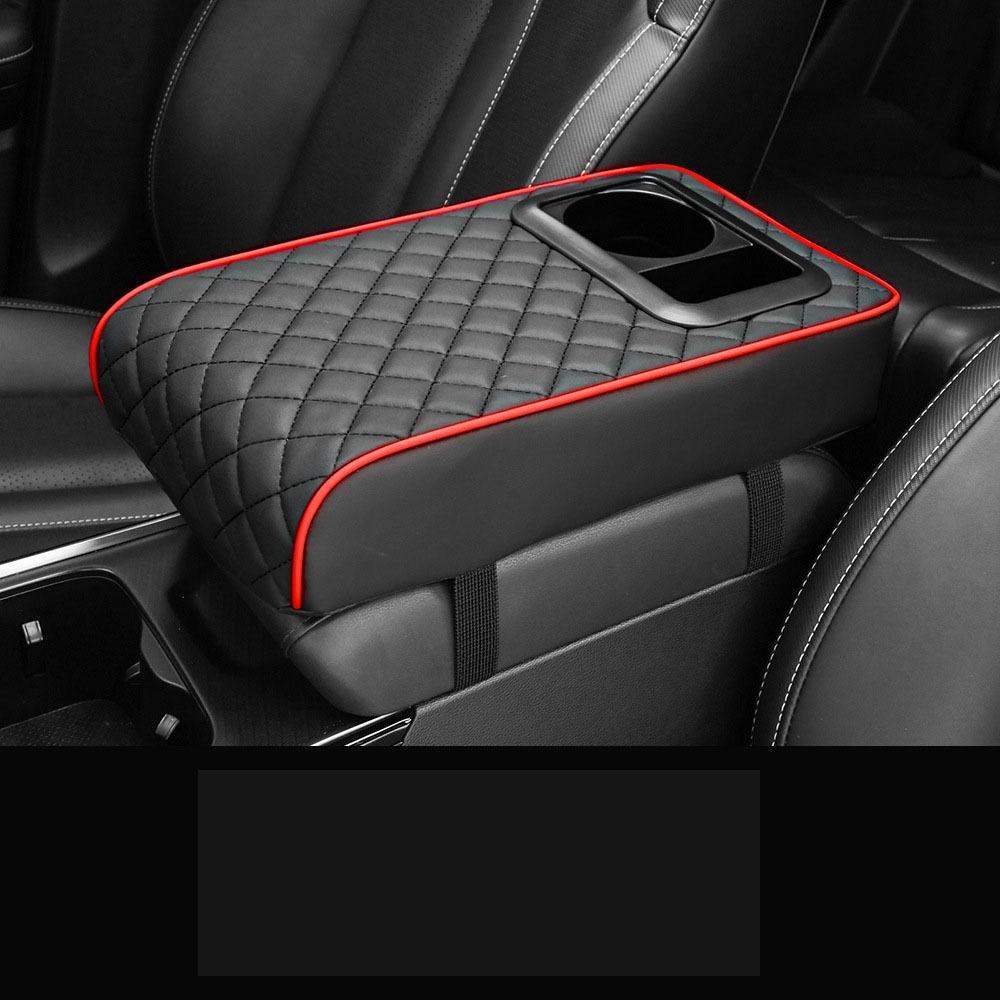 

с 2 подстаканниками Motors Центральная консоль Подлокотник Подкладка Автомобильные принадлежности 2 in 1-Black Red